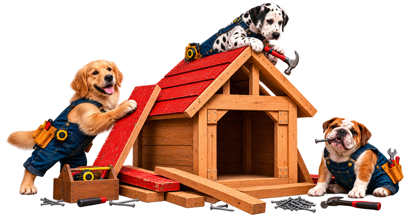 K-tai crew building a doghouse