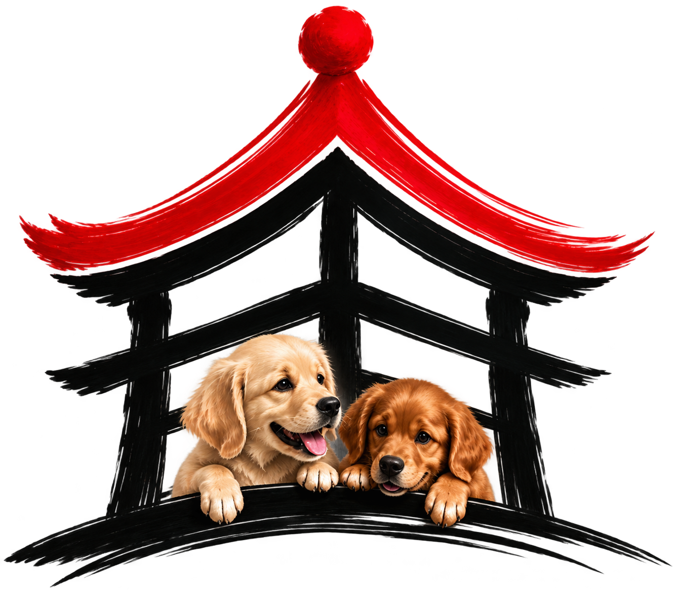 K-tai puppies in pagoda